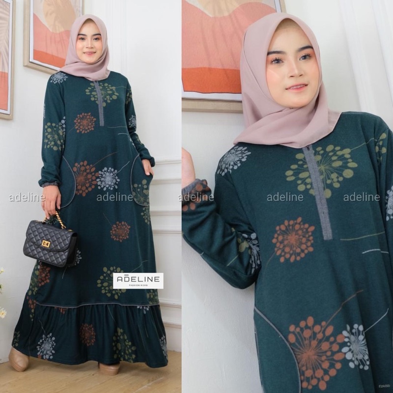 Orami Dress 2 - LD105 Gamis Diana Denim Terbaru Busui Rample / 222-7121