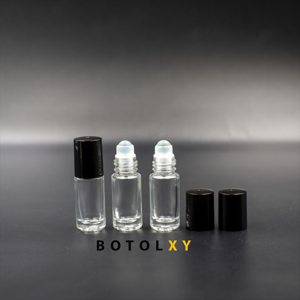 Botol Roll On 5ml Kaca Tebal Transparan - Roller KACA - Parfum Refill