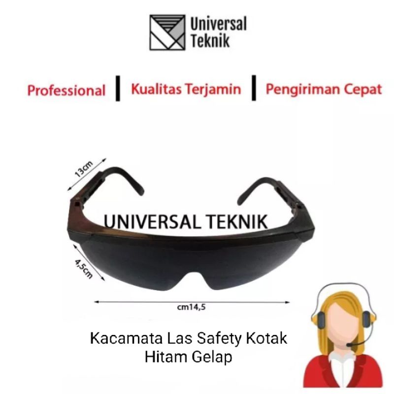 Kacamata las Safety Kotak Hitam Gelap