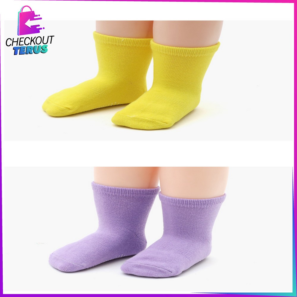 CT P535 Kaos Kaki Anak 6 Pasang Anti Slip Pendek Polos Kaus Kaki Licin Anak Perempuan Laki Laki Baby Kids Socks