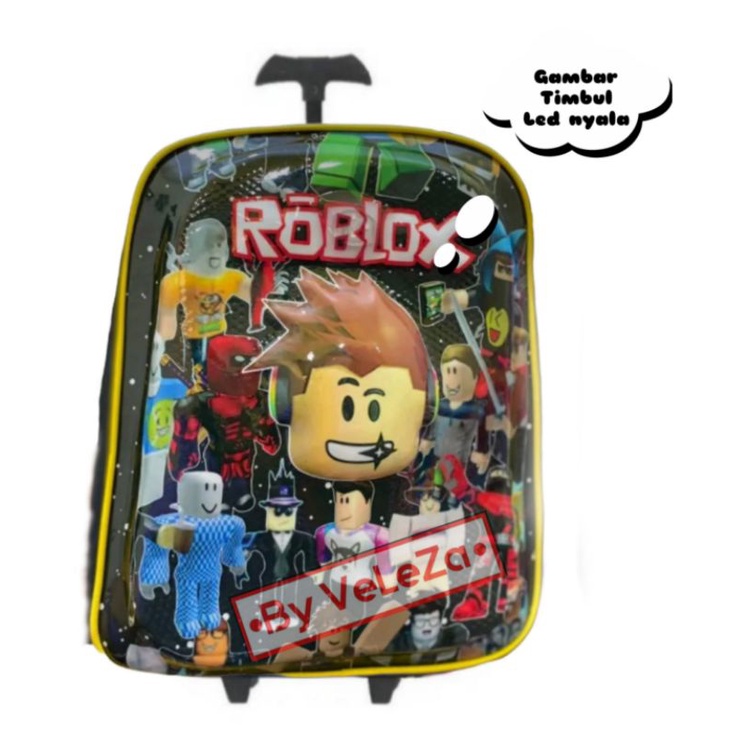 Tas Ransel Troli Anak Karakter ROBLOX LED Gambar Timbul - Tas Sekolah TK SD - Tas Ransel - Tas Troli