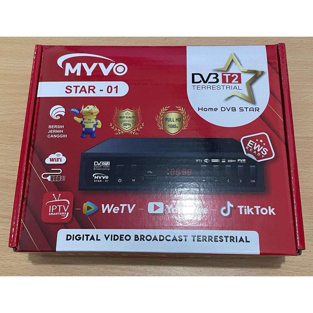 MYVO DVB Star-01 Set Top Box TV Digital Terrestrial Receiver EWS Ready Full HD Youtube WiFi SNI Free Kabel HDMI Star LED