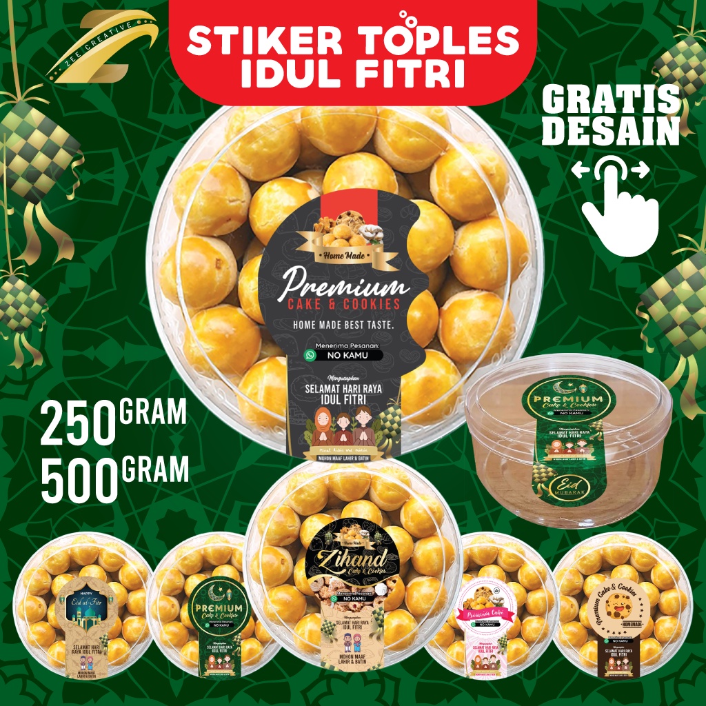 

Stiker Toples 250 - 500 gram Tema Idul Fitri Custom Desain Kuker Lebaran Kue Kering