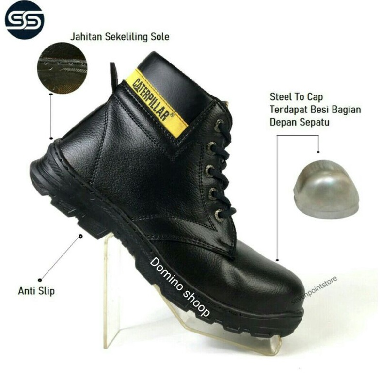 Sepatu Boots sefty ujung besi bahan kulit sentetis sepatu sefty pria