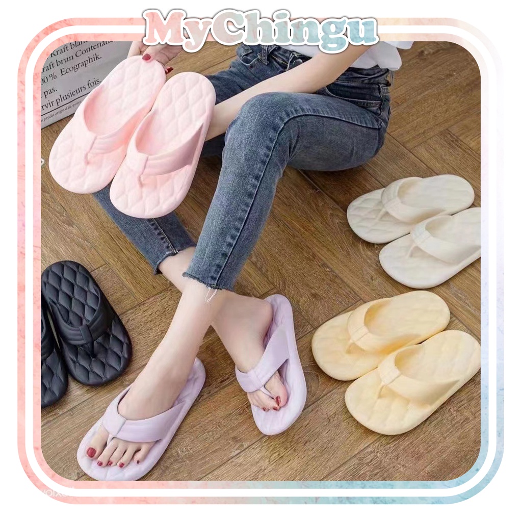 ❀ Chingu ❀ SA023 Sandal Wanita Sandal Jepit Polos Warna Import Model Kekinian Fashion Korea Wanita Bahan Rubber Anti Sakit