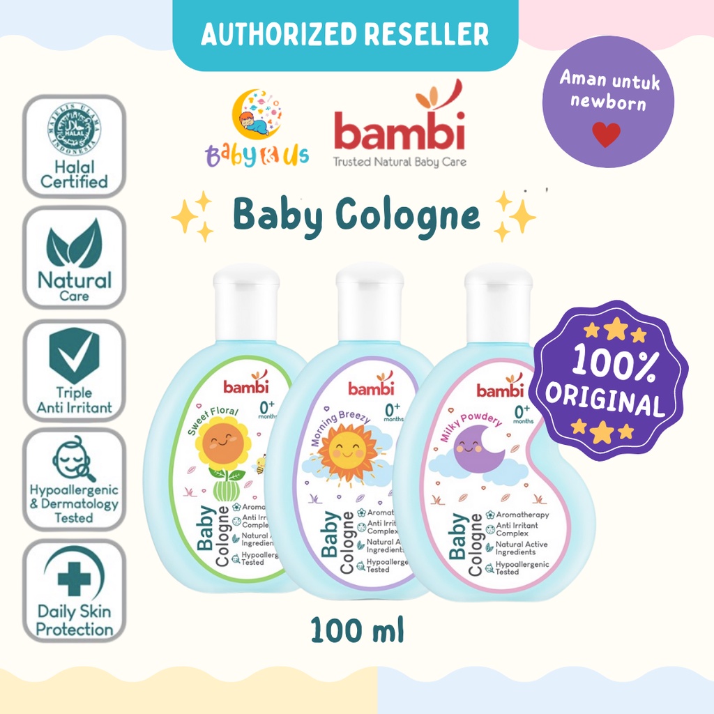 Bambi Baby Cologne All Variant 100ml - Aromatherapy | Perfume Bayi Kulit Normal - Sensitif