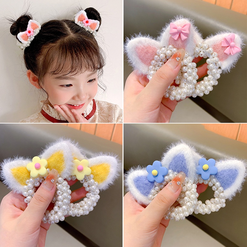 (Hello Girl)F175 Ikat Rambut Anak Lucu Motif Telinga Kucing Gaya Korea Import