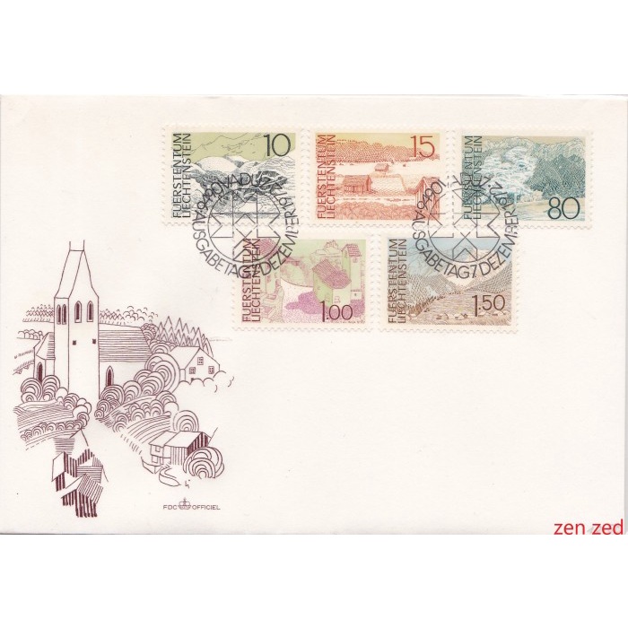 

A654 Prangko Liechtenstein FDC 1972 Landscapes 1 Pcs