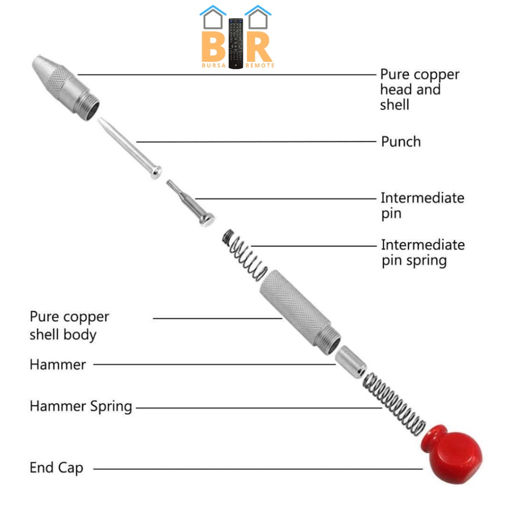 Penanda Titik Bor Silver Center Punch With Karet Rubber Head