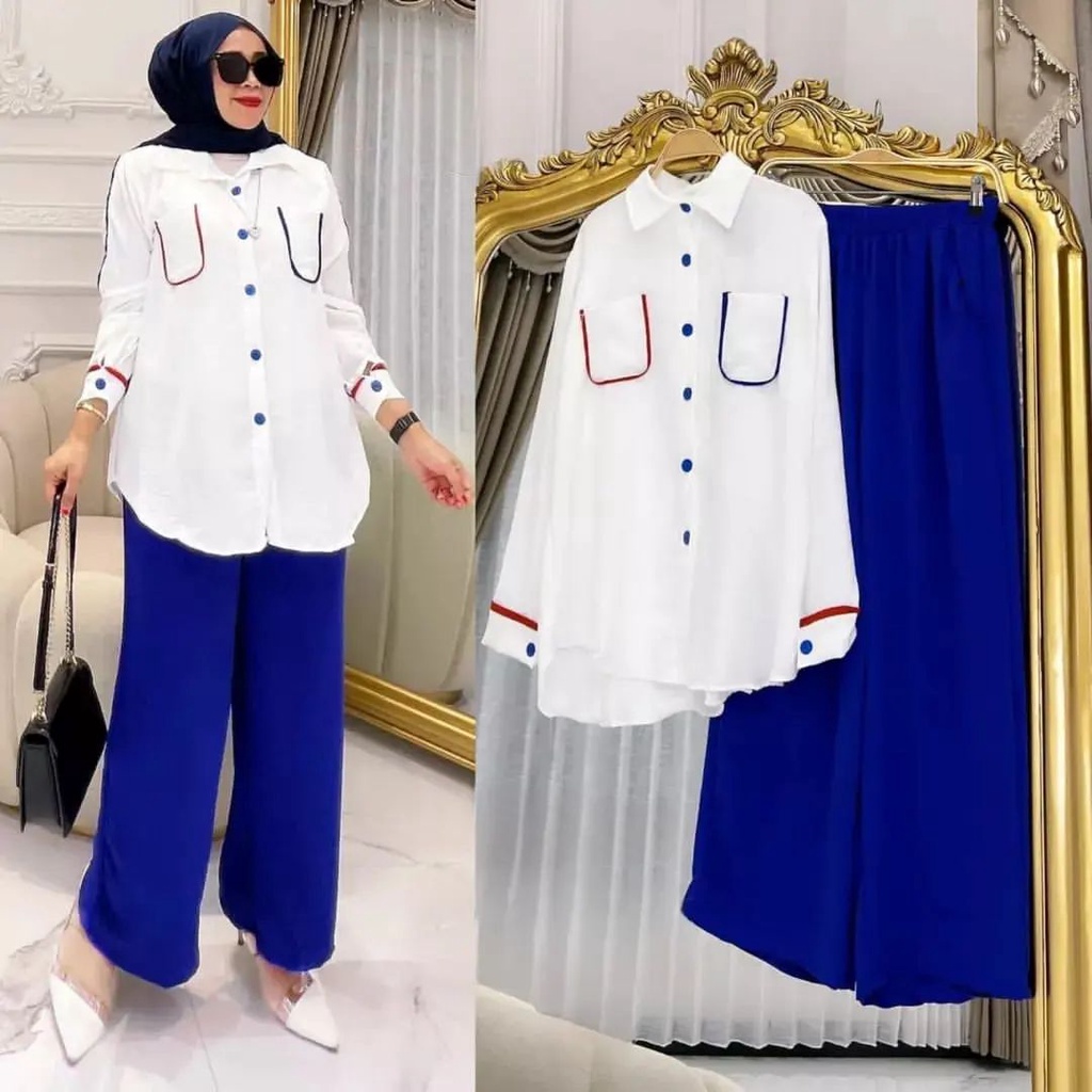 LORA SET BAHAN CRINKLE AIRFLOW PREMIUM MOTIF POLOS KANCING DEPAN UKURAN M L XL XXL DAPAT BAJU ATASAN DAN CELANA SETELAN BUSUI WANITA TERBARU 2023 KEKINIAN SIMPLE ONE SET KOREAN STYLE HIJAB SET VIRAL LENGAN PANJANG WANITA