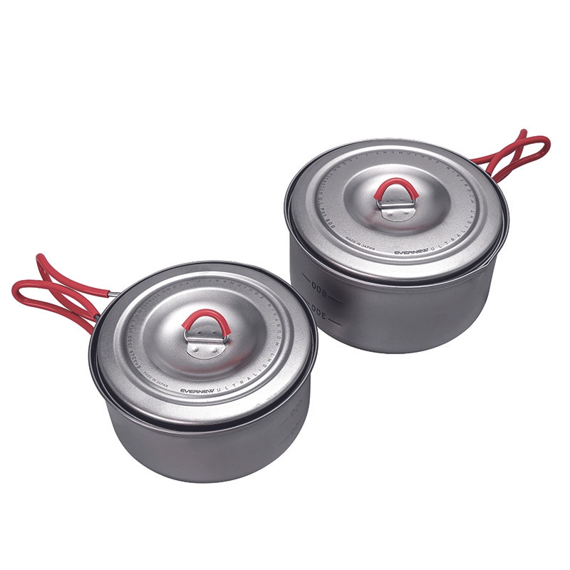 2 Pc Panci Camping Evernew Titanium Ultralight Pot Set 600 &amp; 900