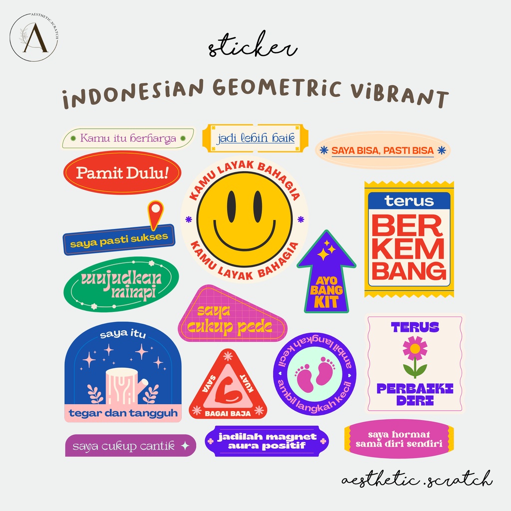 

Sticker Indonesian Geometric Vibrant Vinyl Waterproof (15pcs)