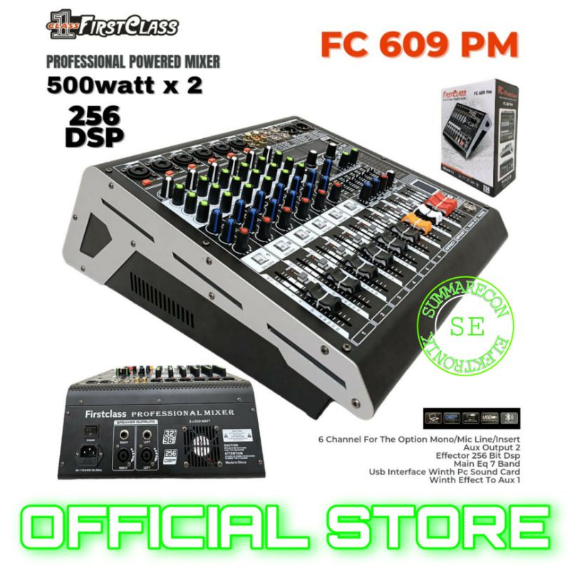 power mixer 6 channel firstclass fc 609 pm power mixer karaoke usb bluetooth interface