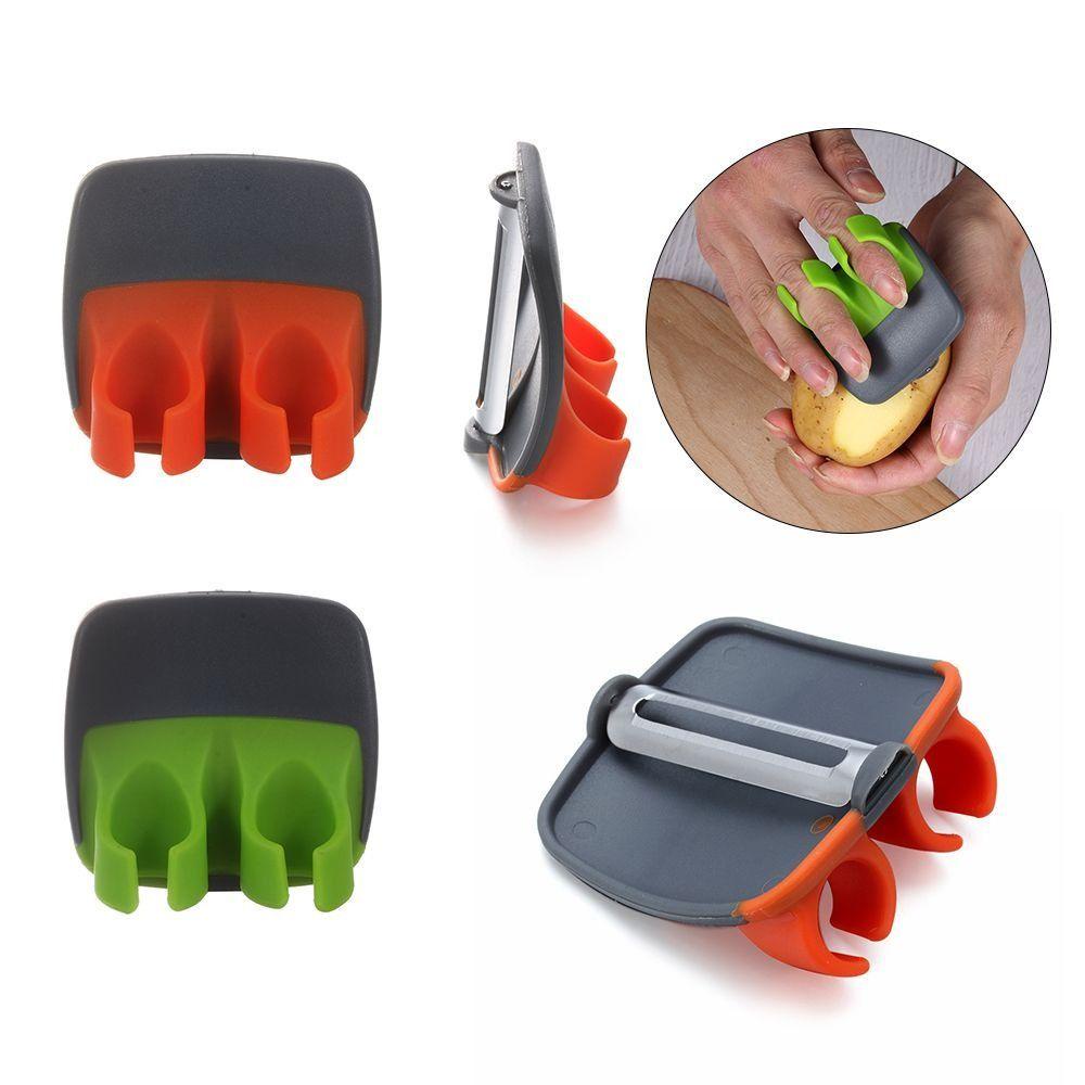 Solighter 2pcs Pengupas Buah Stainless Steel Cepat Stripping Double Fingers Gadget Dapur