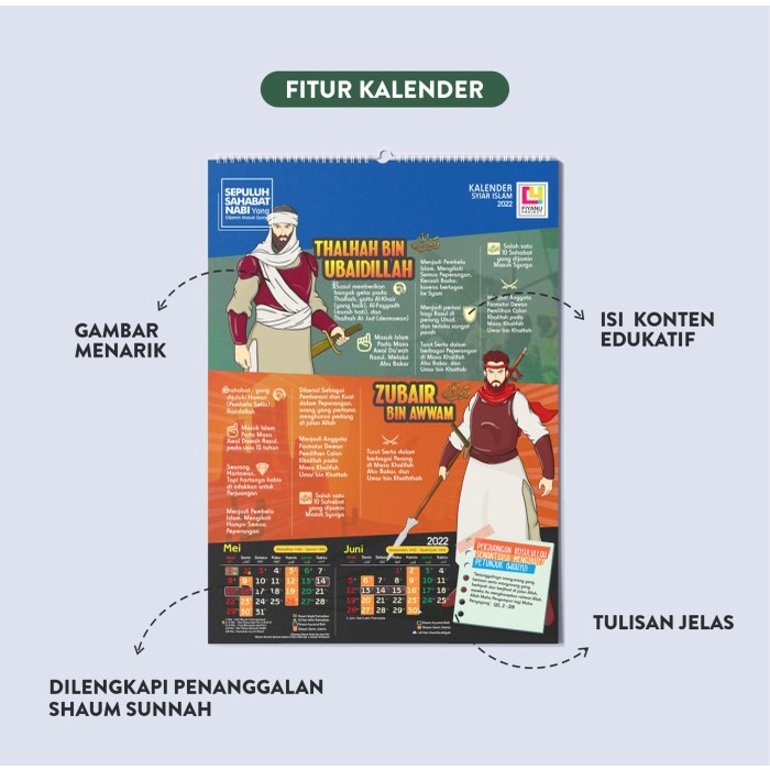 

✨NEW✨ - Kalender 2022 Fiyanu 10 Sahabat Dinding Islam Muslim Anak Meja Jumbo