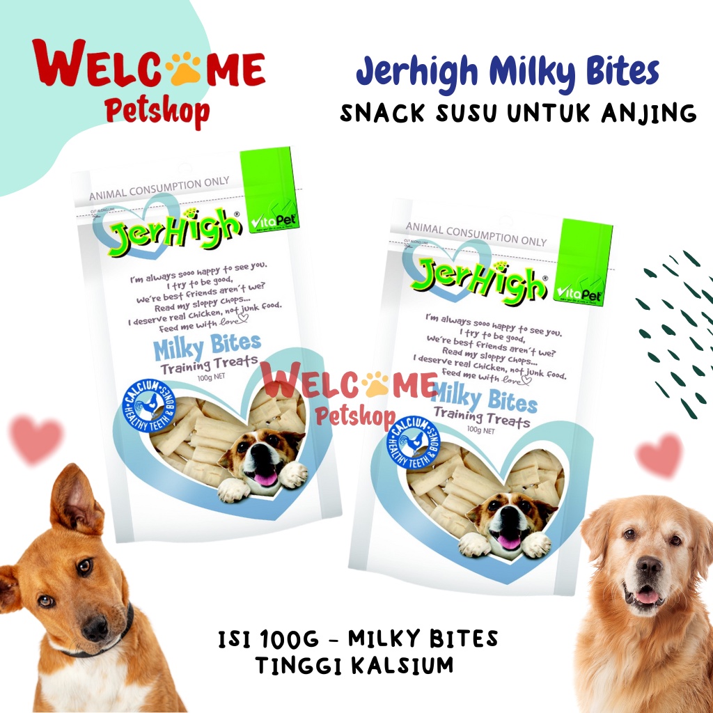 Jerhigh Milky Bites Cemilan Anjing Susu Kalsium Snack Treats Tulang