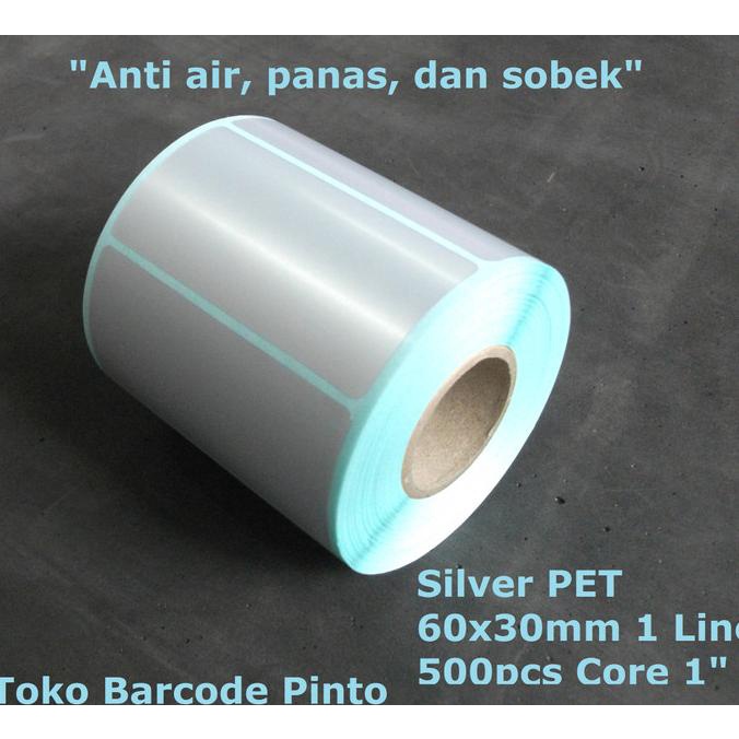 

60X30mm 1Line 500Pcs Gap Core1",Silver Pet Mate,Label Stiker Barcode