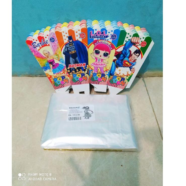 

Updateハ Kertas pop corn +Plastik pop corn 100 lembar / kertas Kemasan pop corn/100lembar