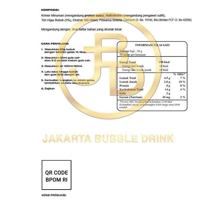 

Produk Baru Bubuk Minuman GREEN TEA 1 KG - Jakarta Bubble Drink ,.,.,.,,