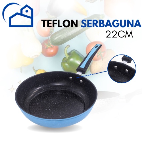 WAJAN TEFLON 22 CM /TEFLON SERBAGUNA / TEFLON ANTI LENGKET 22 CM MURAH / Wajan Penggorengan 1522