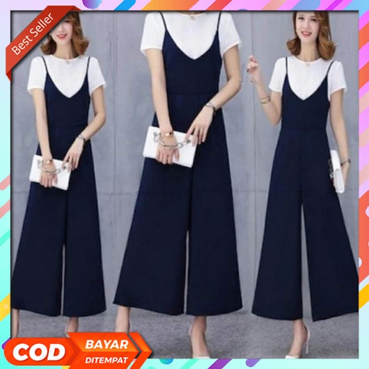 Jumpsuit Wanita Korean Style Pendek Jeans Terbaru 2022 Overall Remaja Viral Tik Tok Ibu Hamil Setela
