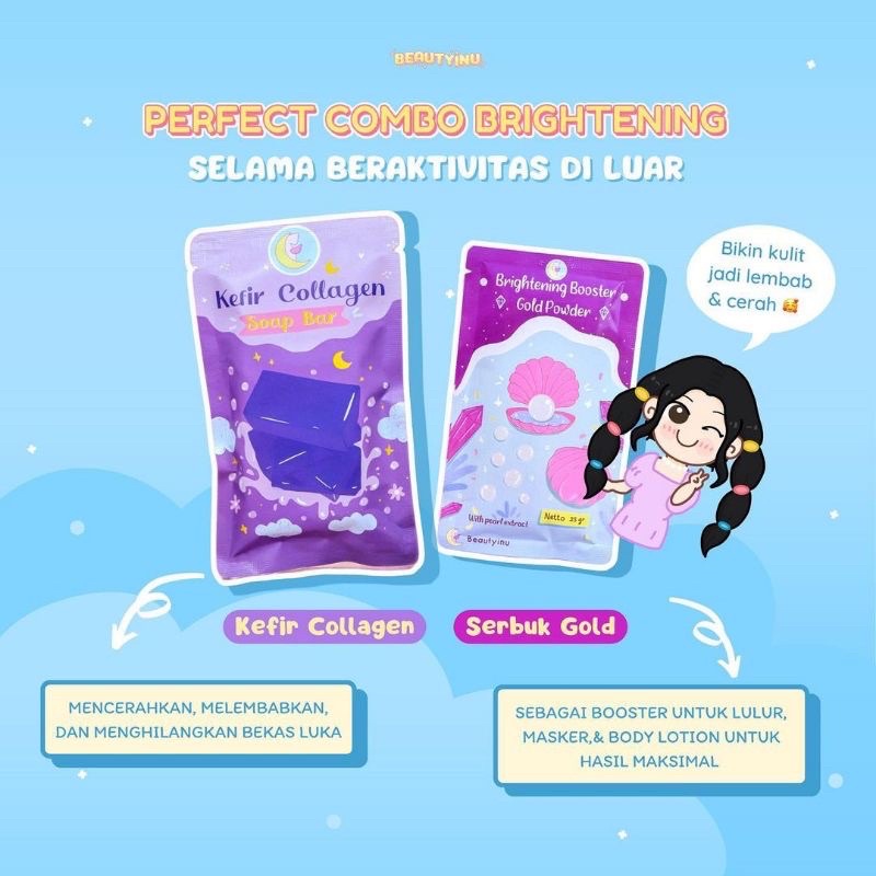 PROMO DISKON‼️ PAKET BRIGHTENING 2 SERBUK GOLD &amp; KEFIR COLLAGEN SOAP