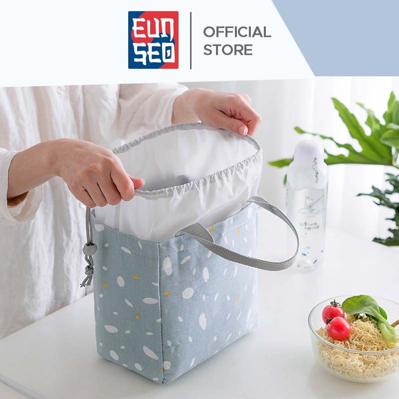 EUNSEO Tas Bekal Warna Pastel Motif Pattern Lunch Cooler Bag Tas Makanan Aluminium Import