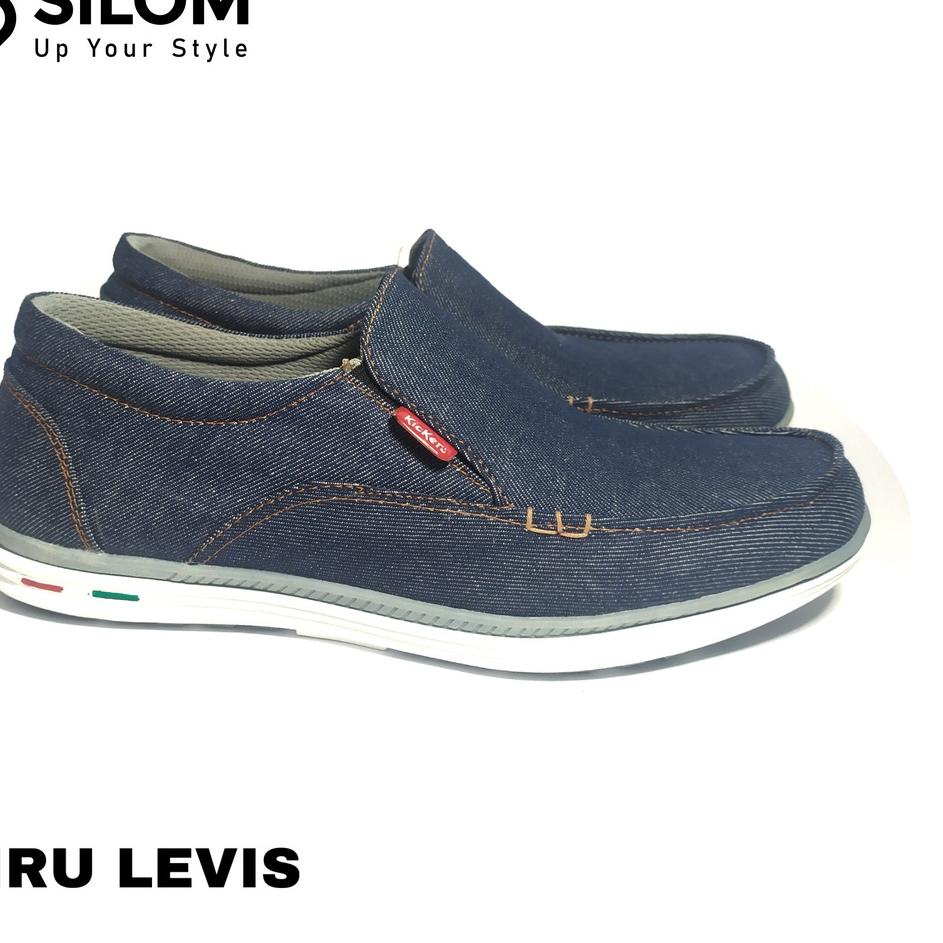Best Seller Sepatu casual pria sepatu slip on bahan levis sepatu pria wanita size 38-43