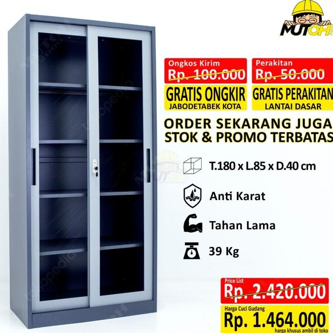 

BIG SALE LEMARI ARSIP LEMARI BESI FILLING CABINET - PINTU KACA SLIDING GESER ORIGINAL