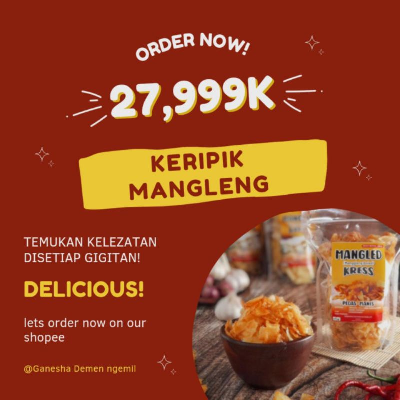

Keripik mangleng boled (singkong) pedas khas Purbalingga