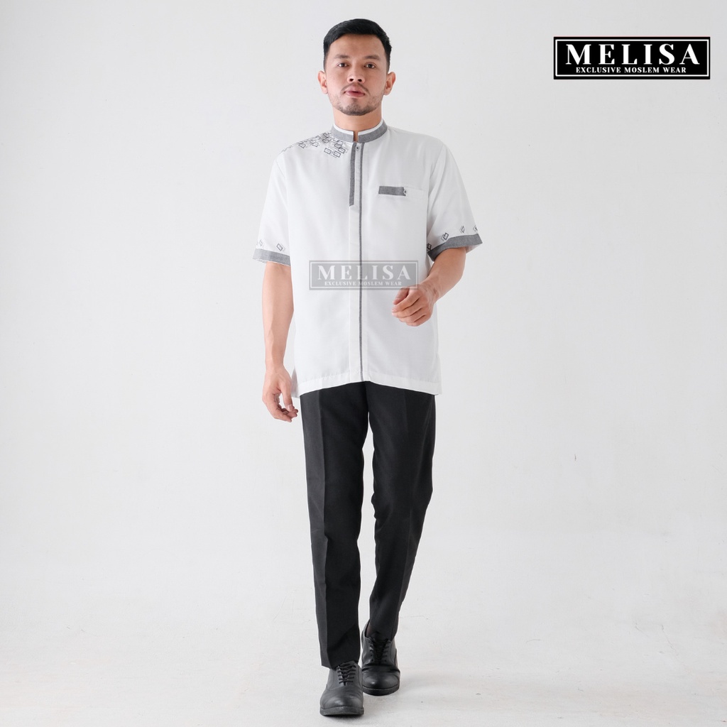 Baju Koko Pria Size Jumbo Lengan Pendek Bahan Poli Katun Warna Putih Tulang Size 2XL 3XL 4XL XXL XXXL XXXXL