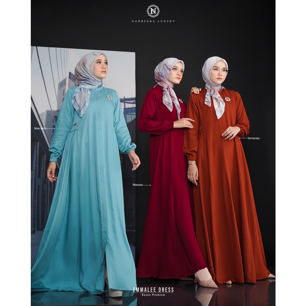 DRESS KECE BADAI NADHEERA LUXURY EMMALE DRESS BY NADHEERA LUXURY DRESS WANITA DRESS POLOS SIMPLE NAD
