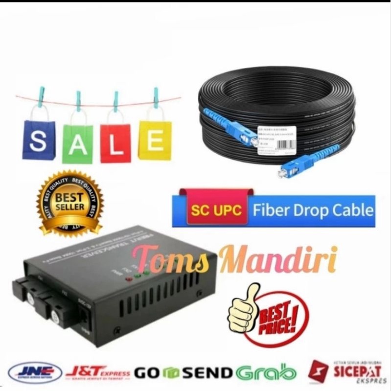 Paket Cable Fiber Optic 120 Meter +. Media Converter 4 LAN 2 FO