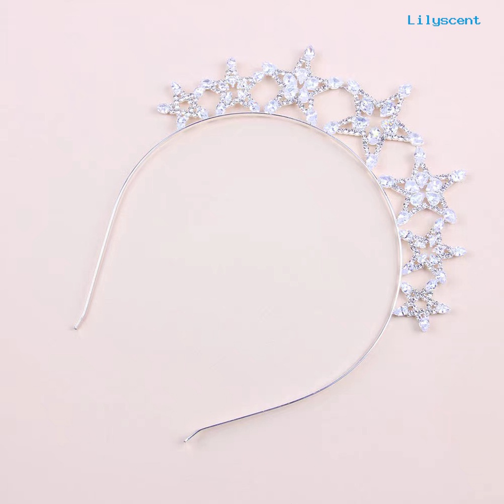 [LS]Wanita Bando Bentuk Bintang Melubangi Berlian Imitasi Mengkilap Warna Solid Anti-slip Dekorasi Rambut Elastis Aksesoris Rambut Bridal Headdress Hadiah