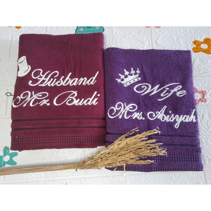 handuk couple bordir/handuk seserahan/handuk weddyng