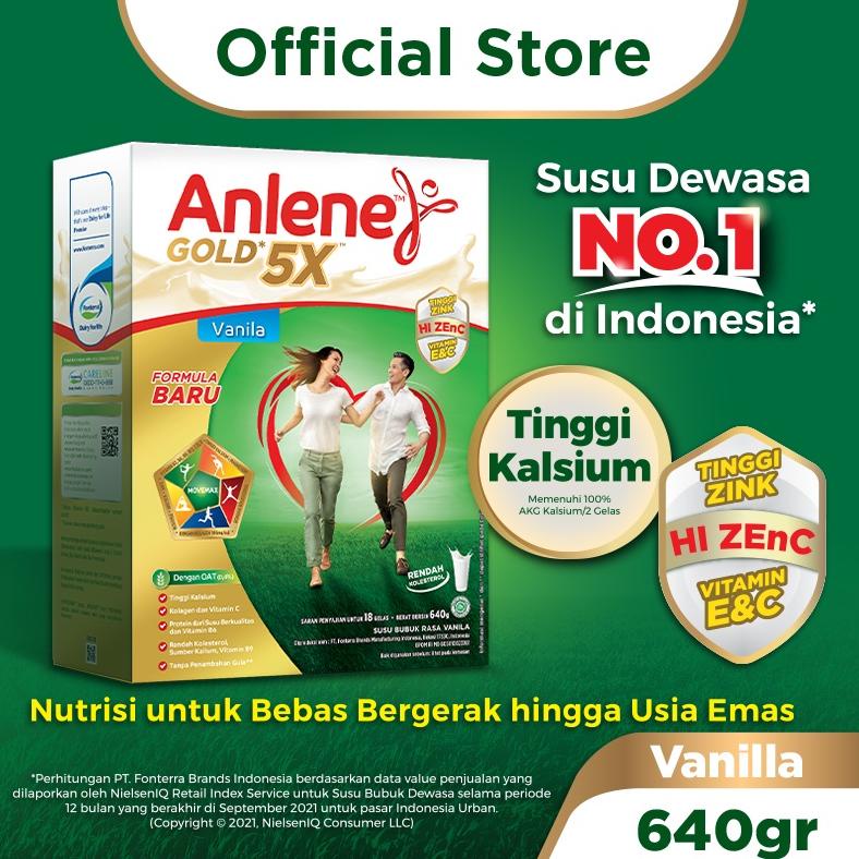 

[BAYAR DITEMPAT] Anlene Gold 5X Susu Bubuk Vanila 640g - Nutrisi Tulang, Sendi, dan Otot