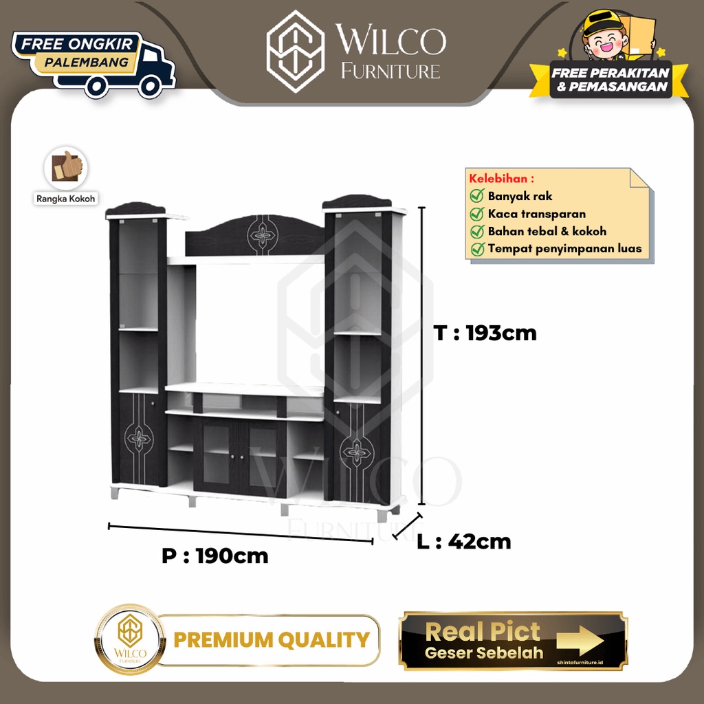 Meja Rak TV Hitam Minimalis / Rak TV LTR-1900 Toppan Palembang