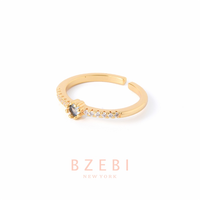 Bzebi Cincin Emas Berlian 18k Cincin Terbuka Dapat Disesuaikan Anti Karat Gaya Korea Aksesoris Fashion Wanita Aksesoris Harian Perhiasan Premium Hadiah Ultah Dengan Box 904r