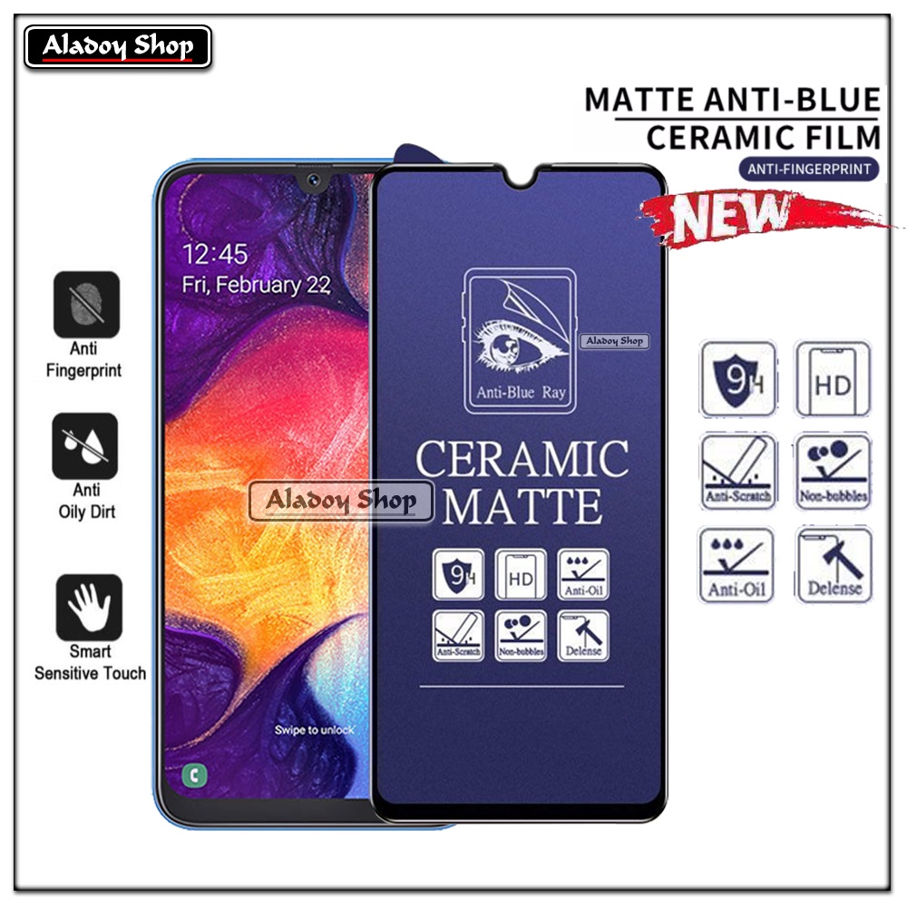 PAKET 3IN1 Anti Gores Blue Matte Anti Glare Samsung A50/A50S/A30S + Tempered Glass Camera dan Skin Carbon
