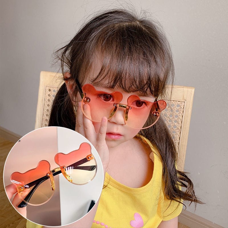 Kacamata Anak Model Tren Baru/Terbaru Telinga Beruang Paulson Baby Tide Kecamta Anak Perempuan Laki-Laki Fashion Kcamata Hitam Anak Sunglasses COD Perlindungan UV Anti Silau Bayi Super Imut Foto Gaya KCA8