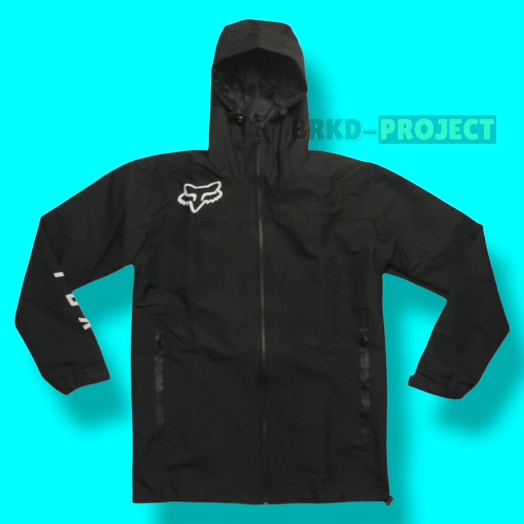 PARACHUTE JACKET JAKET PRIA - JAKET TRAIL - JAKET WATERPROOF FOX HITAM (BLACK) ,JAKET KTM HUSQVARNA 