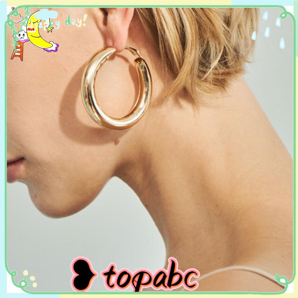 Top Hoop Earrings Hiphop Wanita Perhiasan Lingkaran Bulat Minimalis