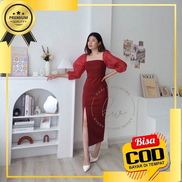 Baju Dress Pesta Natal Wanita Remaja Korea Import Murah Kekinian Terbaru 2020 Party Dres Ashley Bhan