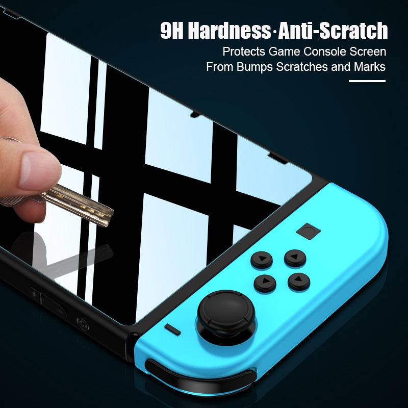 Film Pelindung Tempered Glass Untuk Nintendo Switch Oled Lite Konsol Game HD Curved Edge Full Cover Screen Protector