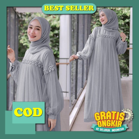 Saisha Dress / Dress Busui Rayon Serat Kayu Premium Terlaris Ld 108 110Cm Size L Xl / Dress Lebaran 