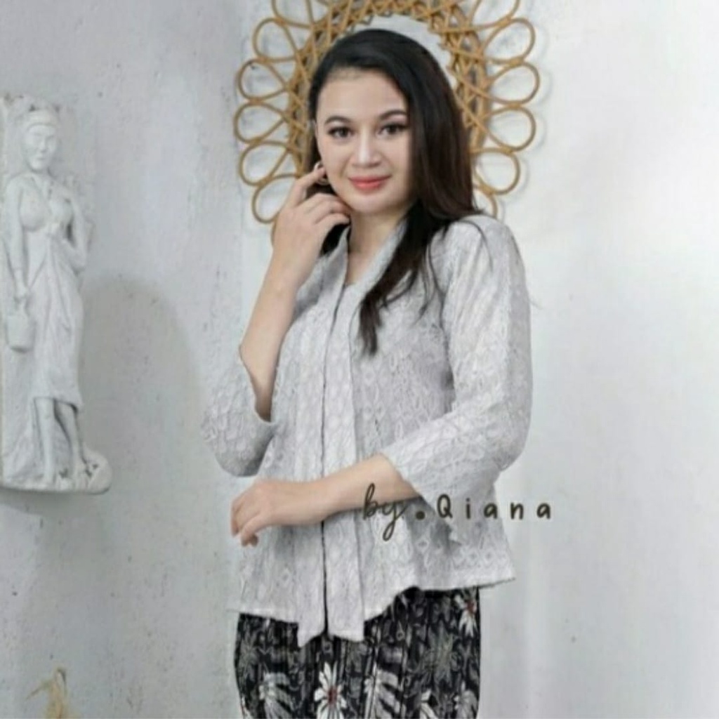 Kebayashopp Atasan kebaya floy brukat premium warna PUTIH atasan kebaya wisuda atasan kebaya kondangan atasan kebaya kutubaru atasan kebaya termurah atasan kebaya terbaru atasan kebaya floy brukat rull firing