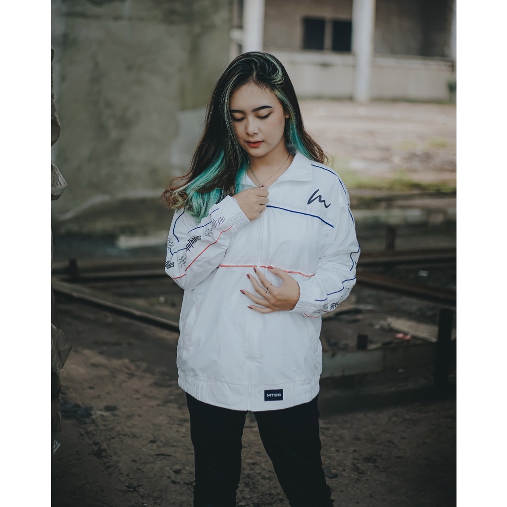 Jaket Running Parasut Pollet MTB Putih/Jaket Running Unisex/Jaket Olahraga Parasut