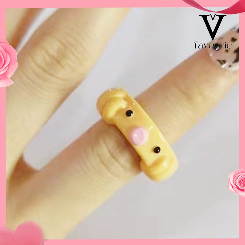 CODCincin Resin Gurita Warna Permen Kartun Temperamen Sederhana Kreatif Wanita-FA