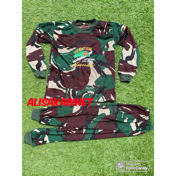 Baju Kaos Setelan Anak Karnaval Lengan Panjang Loreng TNI