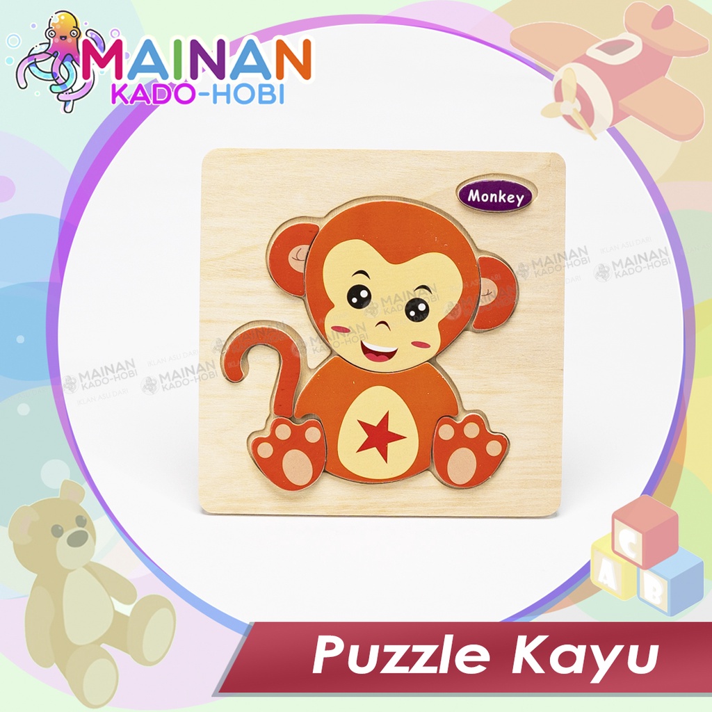 MAINAN KREATIFITAS ANAK SUSUN PUZZLE KARAKTER ANIMAL MONKEY MONYET